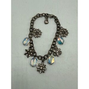 Brighton Snowflake Charm Bracelet Aurora Borealis Crystal Silver Tone Holiday